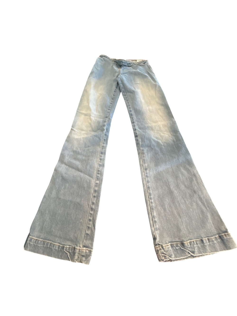REVICE Los Angeles Lt. Wash Asymmetrical Waist Low Rise Flare Jeans Y2K Side Zip
